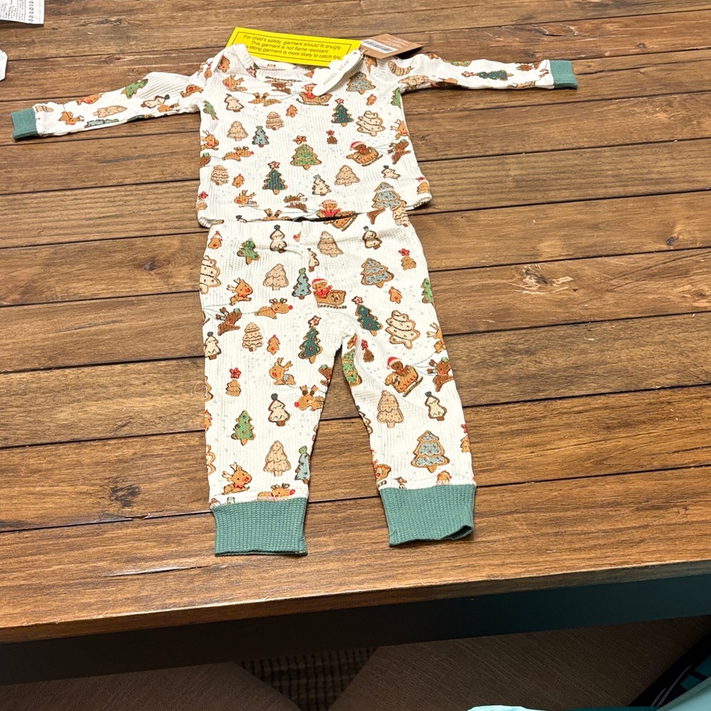 Angel Dear Holiday Pajamas - Cream and Green